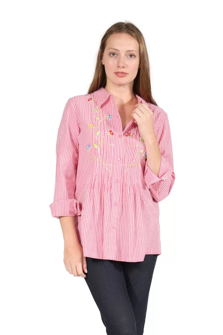 La Cera™ Camisa De Seersucker Con Botones Bordados En La Parte Delantera^ Tapas