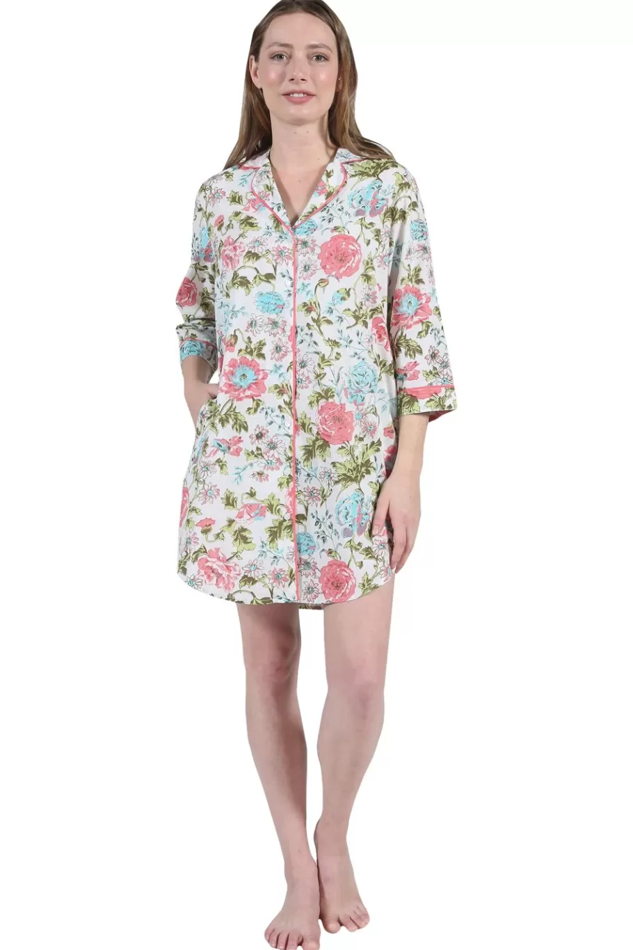 La Cera™ Camison De Manga Larga Con Estampado De Jardin Ingles La Cera De Talla^ Más Ropa De Dormir