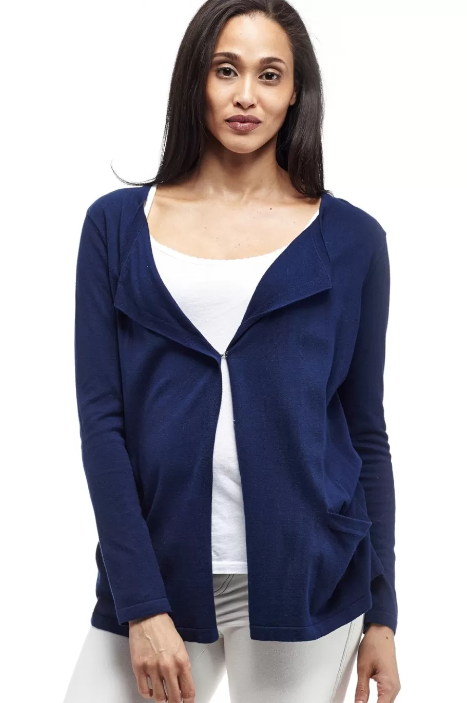 La Cera™ Cardigan Tipo Cascada De Manga Larga La Cera Talla Grande^ Plus Tops