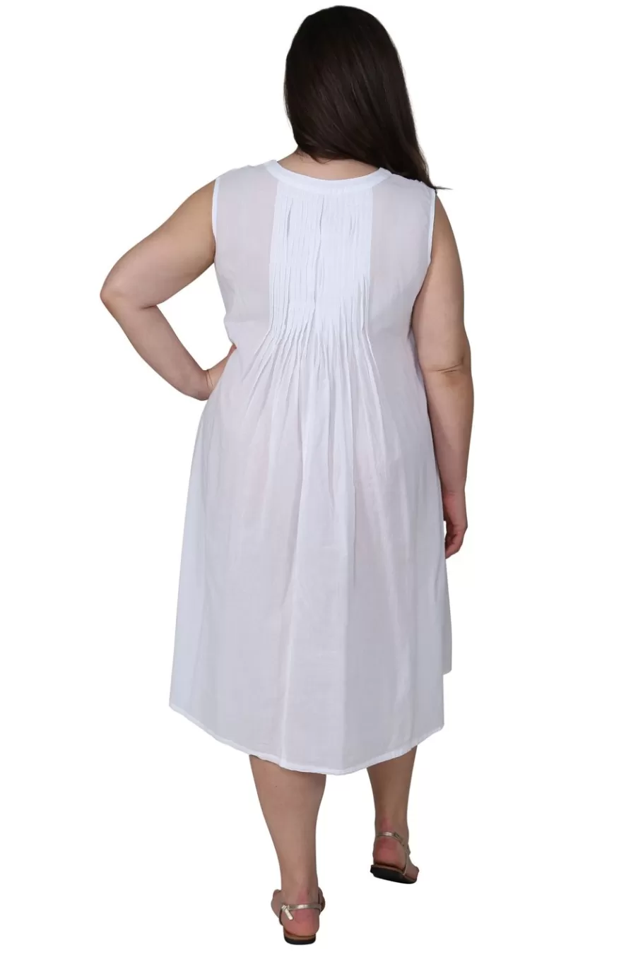 La Cera™ La Cera Vestido 100% Algodon Sin Mangas Con Bajo Bordado - Talla Grand^ Más Ropa De Dormir