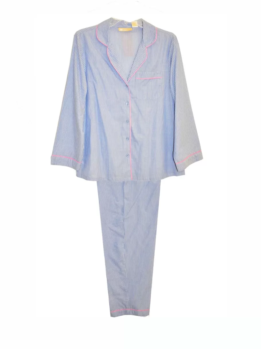 La Cera™ Pijamas De Talla Grande De Rayas Azules^ Más Ropa De Dormir