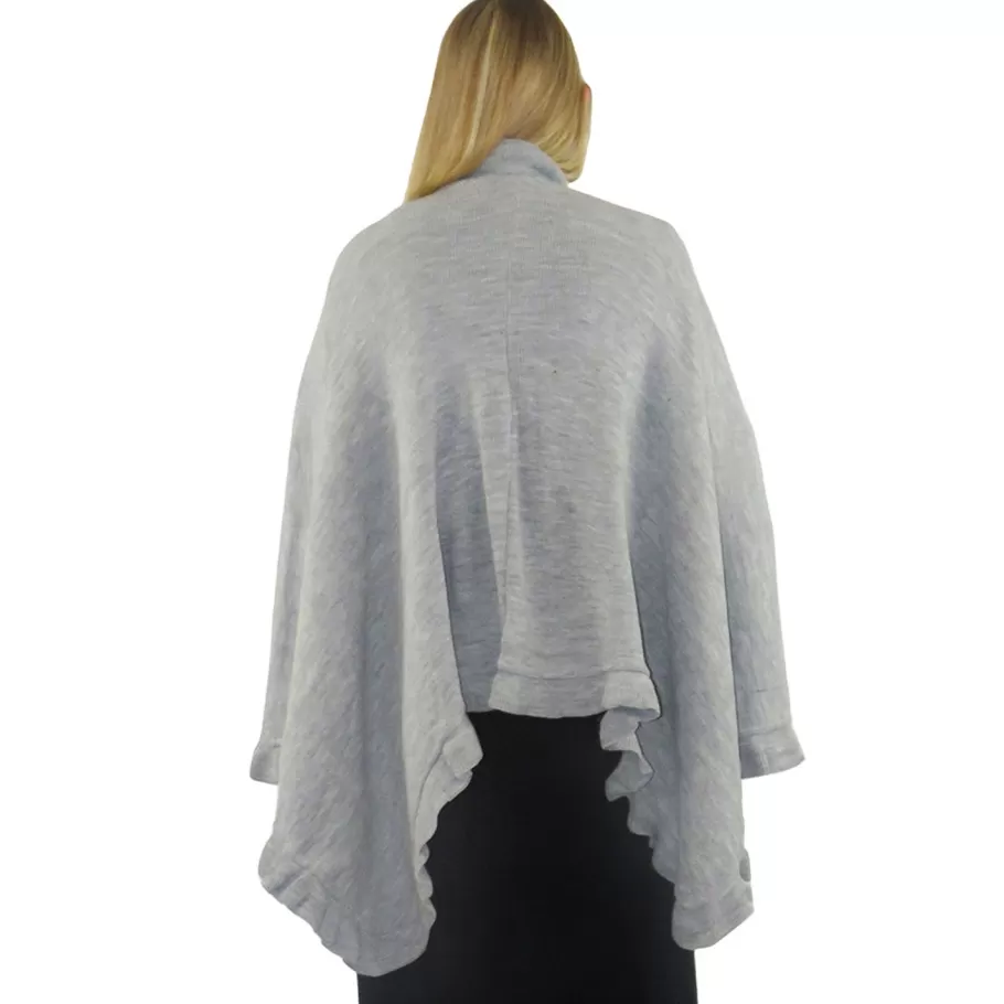 La Cera™ Poncho Tipo Chal Con Abertura Solida De La Cera^ Suéteres