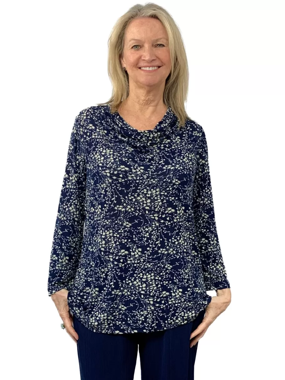 La Cera™ Top Con Cuello Vuelto Y Estampado Floral Lucerne De La Cera^ Tapas