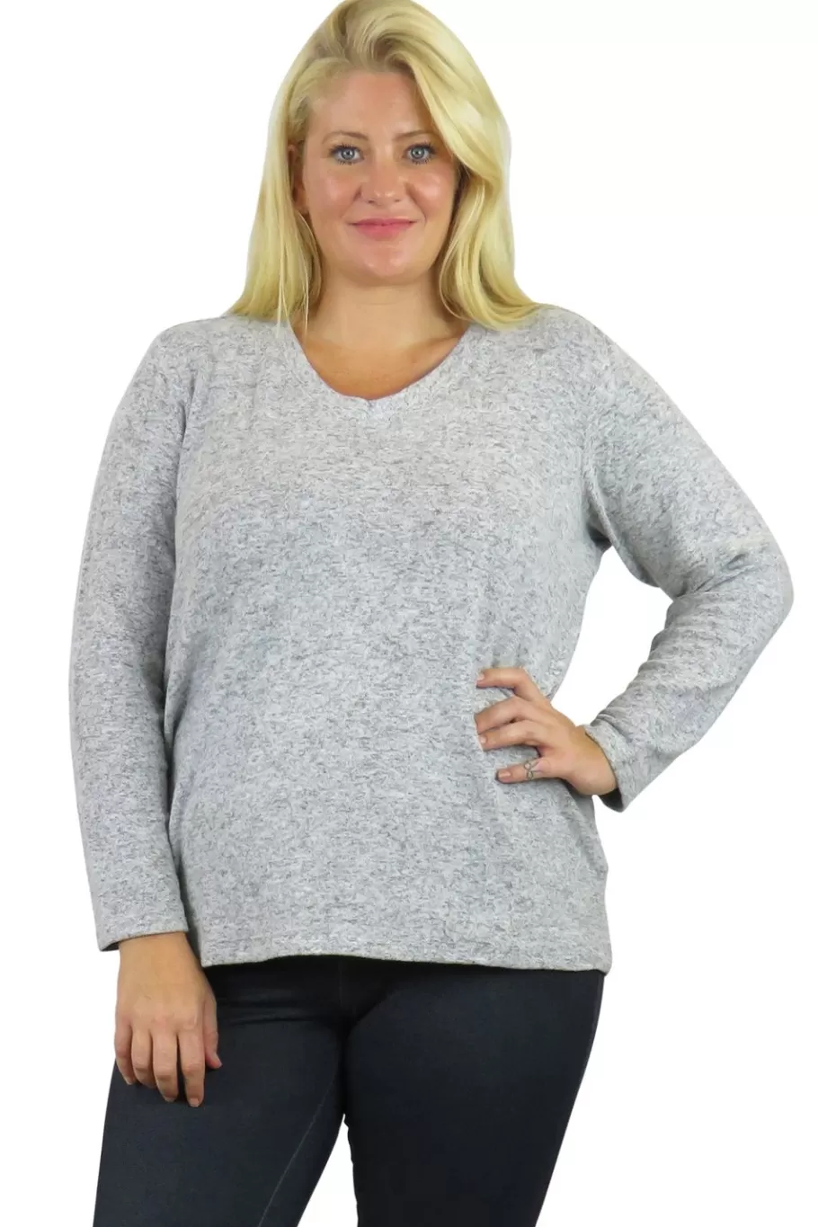 La Cera™ Top De Manga Larga Con Cuello En V Comfort Collection - Talla Grande^ Más Ropa Cómoda