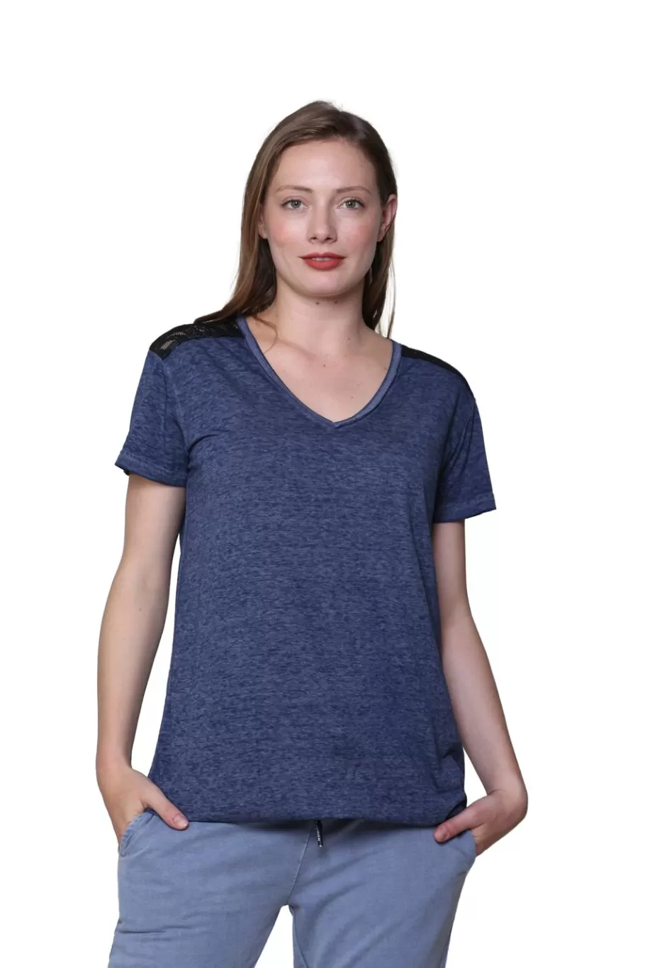 La Cera™ Top De Punto Suave Y Flexible Con Cuello En V^ Tapas