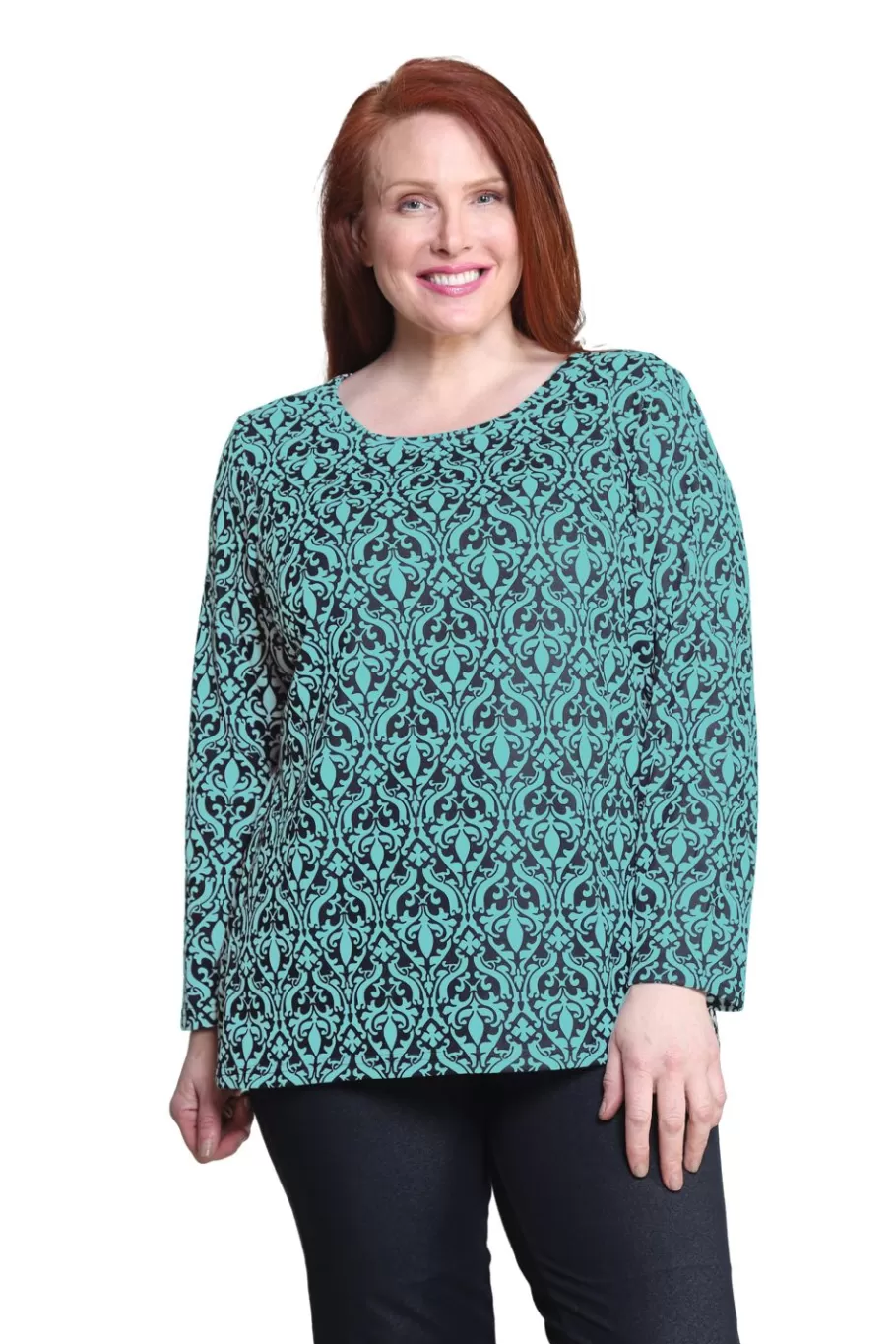 La Cera™ Top Tipo Jersey Con Estampado Barroco La Cera - Talla Grande^ Plus Tops