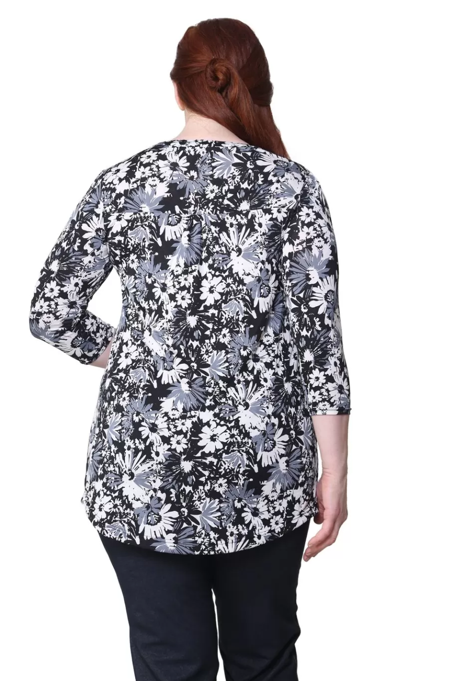 La Cera™ Tunica Con Estampado De Flores De Medianoche La Cera Talla Grande^ Plus Tops