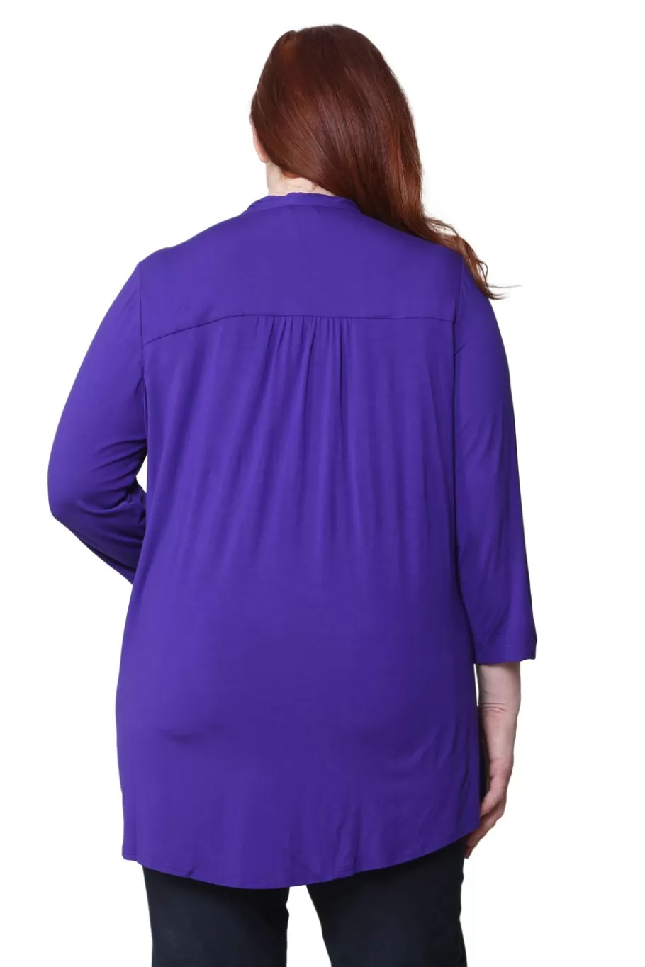 La Cera™ Tunica Solida De Rayon Con Frente Plisado De Talla Grande La Cera^ Plus Tops