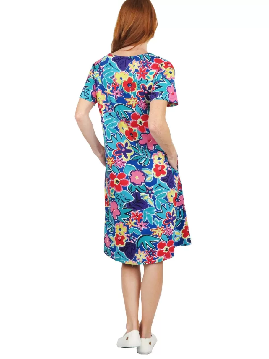 La Cera™ Vestido Corto De Punto De Algodon De Manga Corta^ Vestidos De Punto
