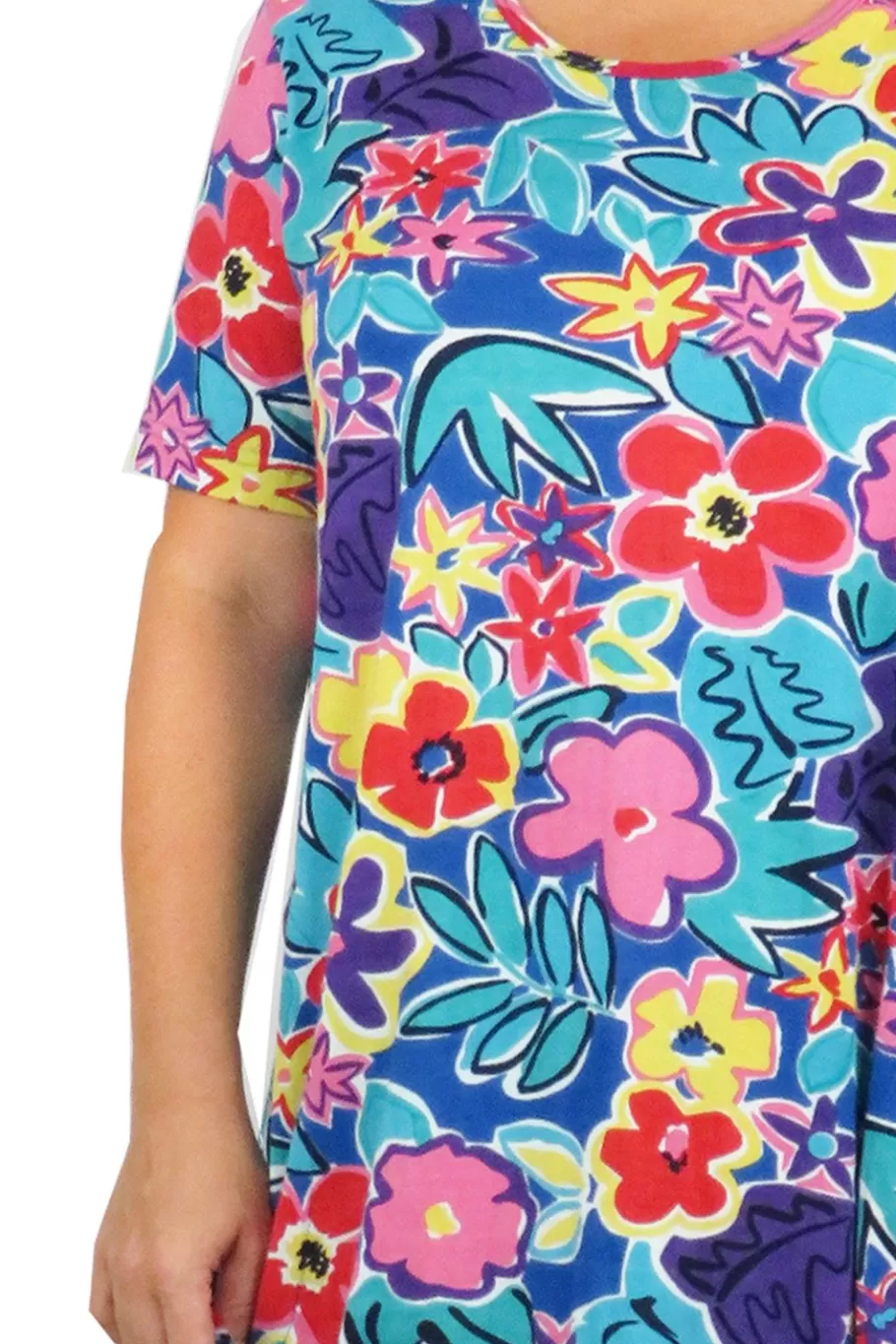 La Cera™ Vestido Corto De Punto De Algodon De Manga Corta De Talla Grande^ Vestidos Plus