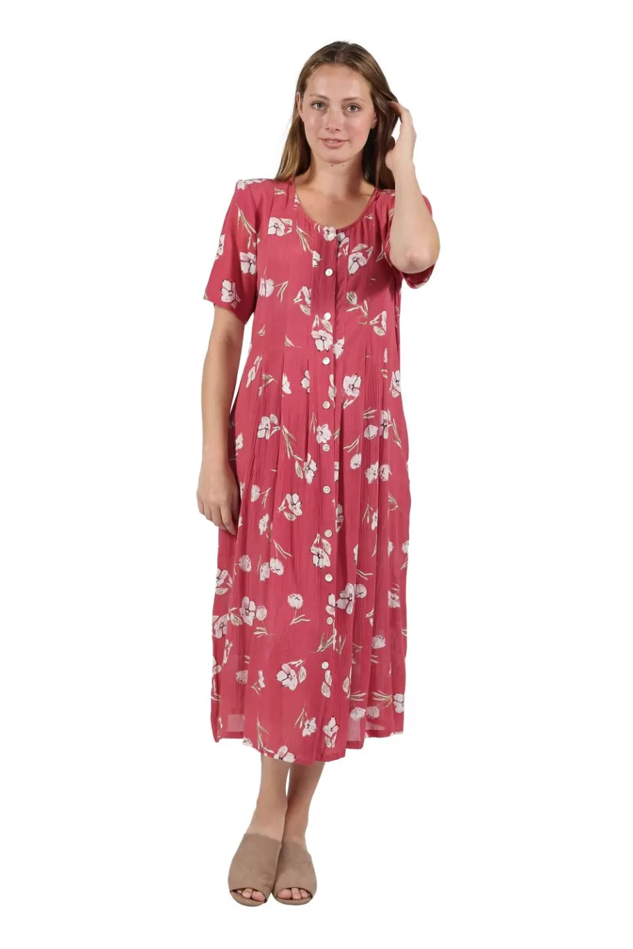 La Cera™ Vestido De Manga Corta Con Botones En La Parte Delantera La Cera^ Vestidos Tejidos