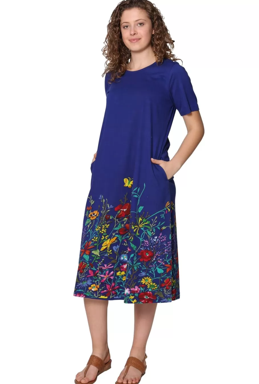 La Cera™ Vestido De Manga Corta Con Estampado Floral La Cera - Talla Grande^ Vestidos Plus