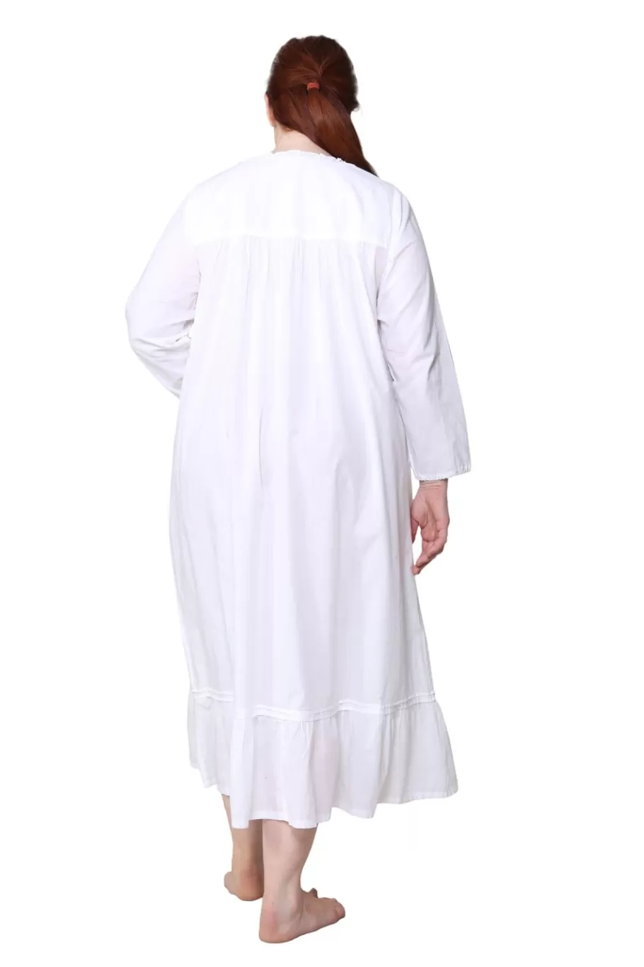 La Cera™ Vestido De Manga Larga Bordado 100% Algodon De Talla Grande^ Más Ropa De Dormir