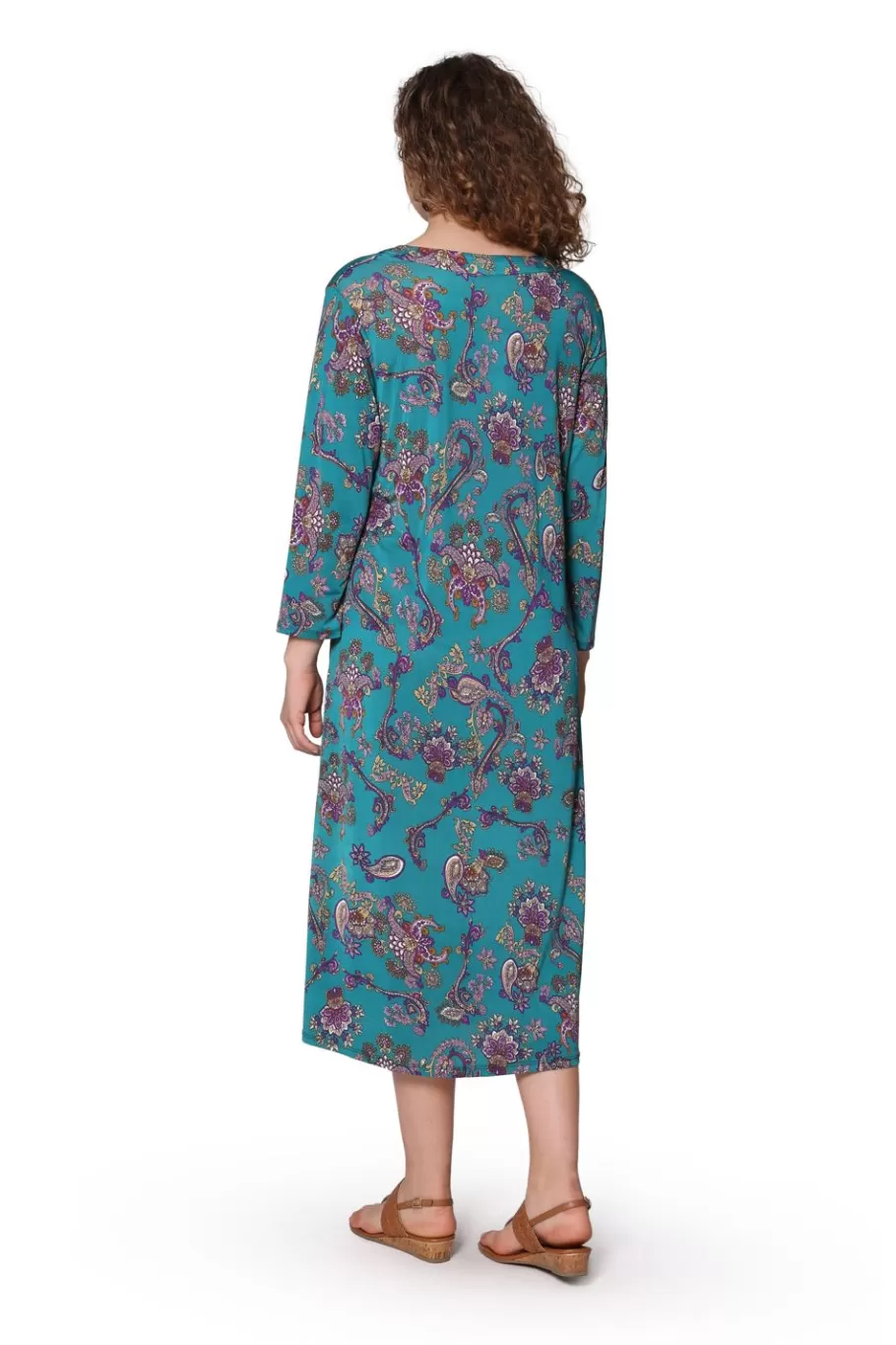 La Cera™ Vestido De Manga Larga Con Estampado Paisley De La Cera^ Vestidos Tejidos