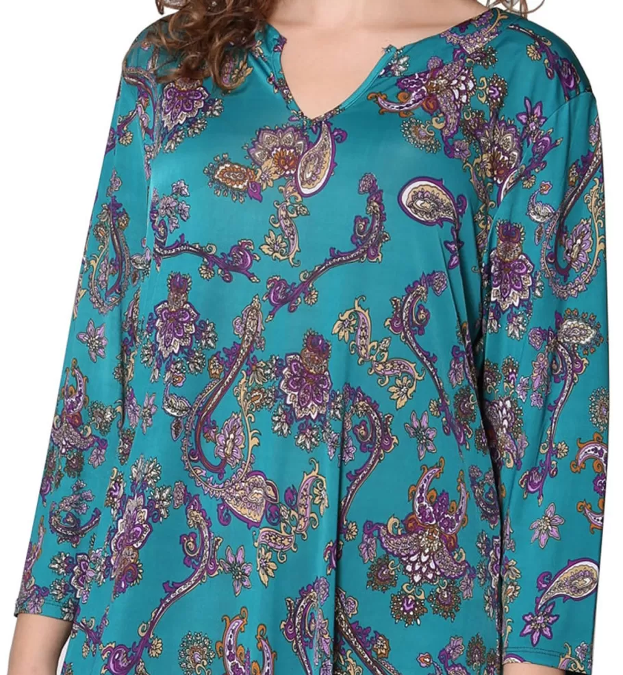 La Cera™ Vestido De Manga Larga Con Estampado Paisley De La Cera^ Vestidos Tejidos