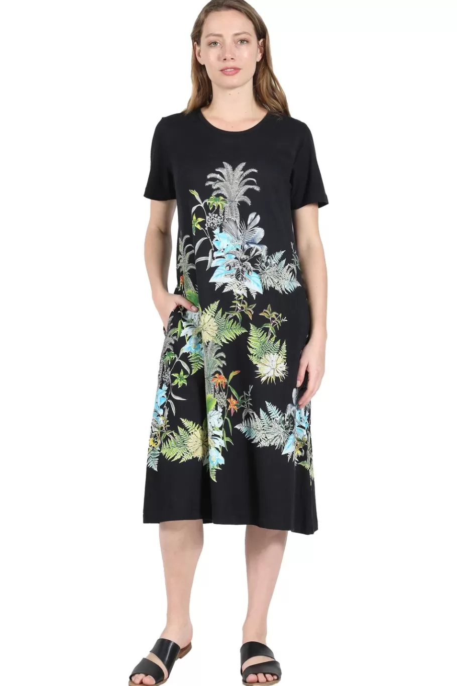 La Cera™ Vestido Evase De Punto De Algodon Con Estampado La Cera^ Vestidos De Punto