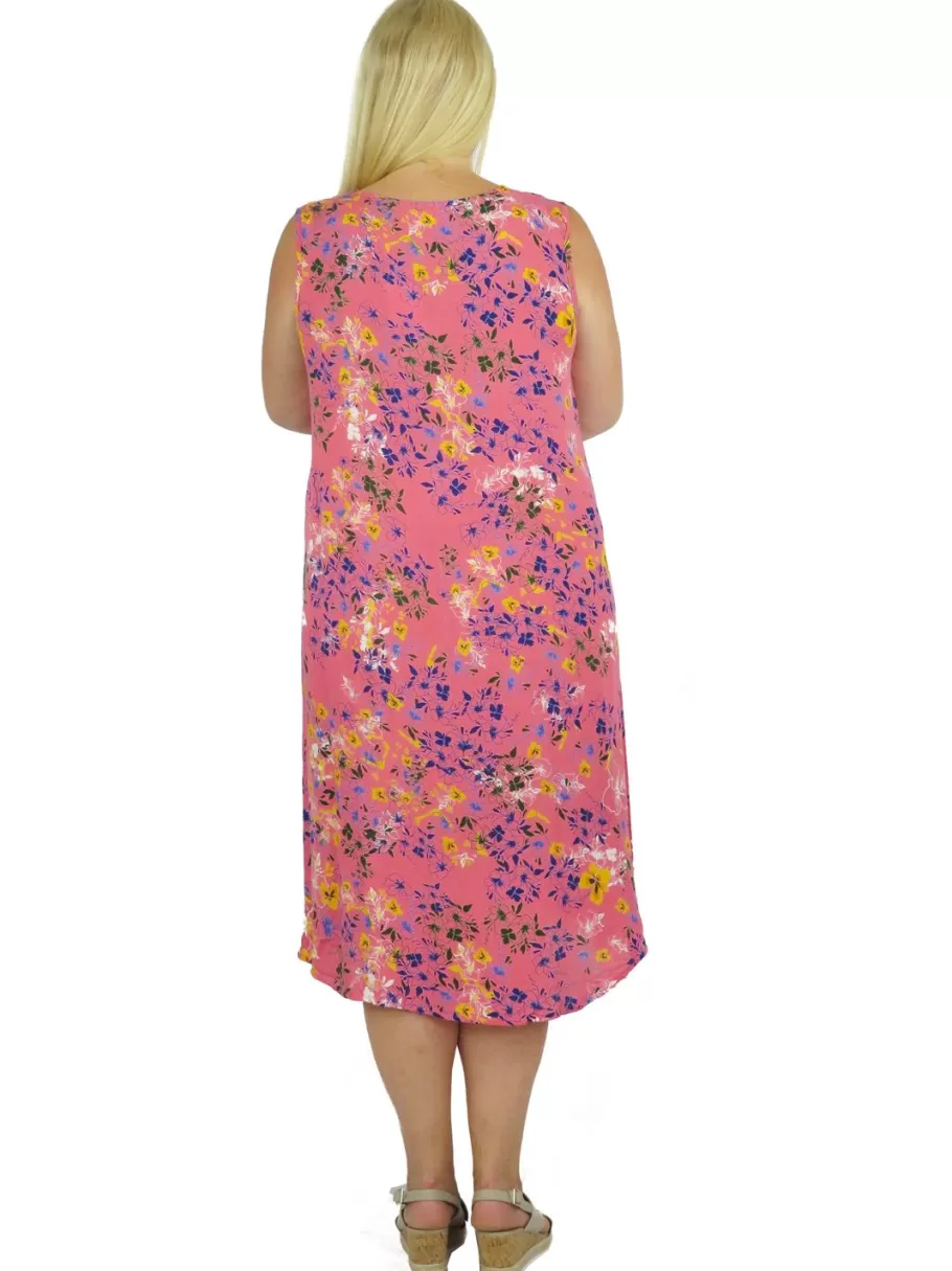 La Cera™ Vestido Floral Vibrante Sin Mangas Con Cuello En V La Cera - Talla Gra^ Vestidos Plus