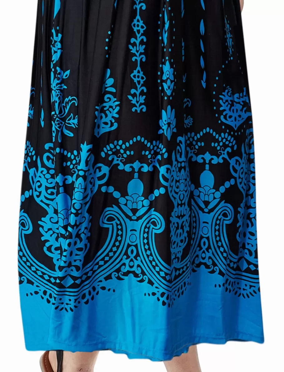 La Cera™ Vestido Largo Estampado Sin Mangas Con Estampado De Paisley En El Bord^ Vestidos De Punto